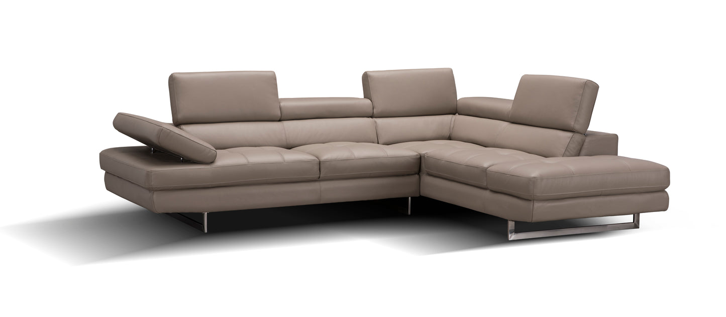 J&M Furniture A761 Italian Leather Sectional Slate Peanut In Right Hand Facing