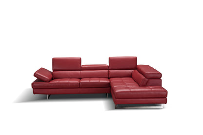 J&M Furniture A761 Italian Leather Sectional Red In Right hand Facing