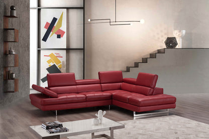 J&M Furniture A761 Italian Leather Sectional Red In Right hand Facing