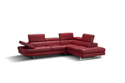 J&M Furniture A761 Italian Leather Sectional Red In Right hand Facing