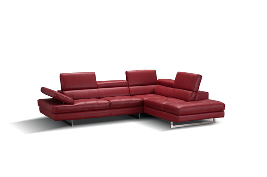 J&M Furniture A761 Italian Leather Sectional Red In Right hand Facing