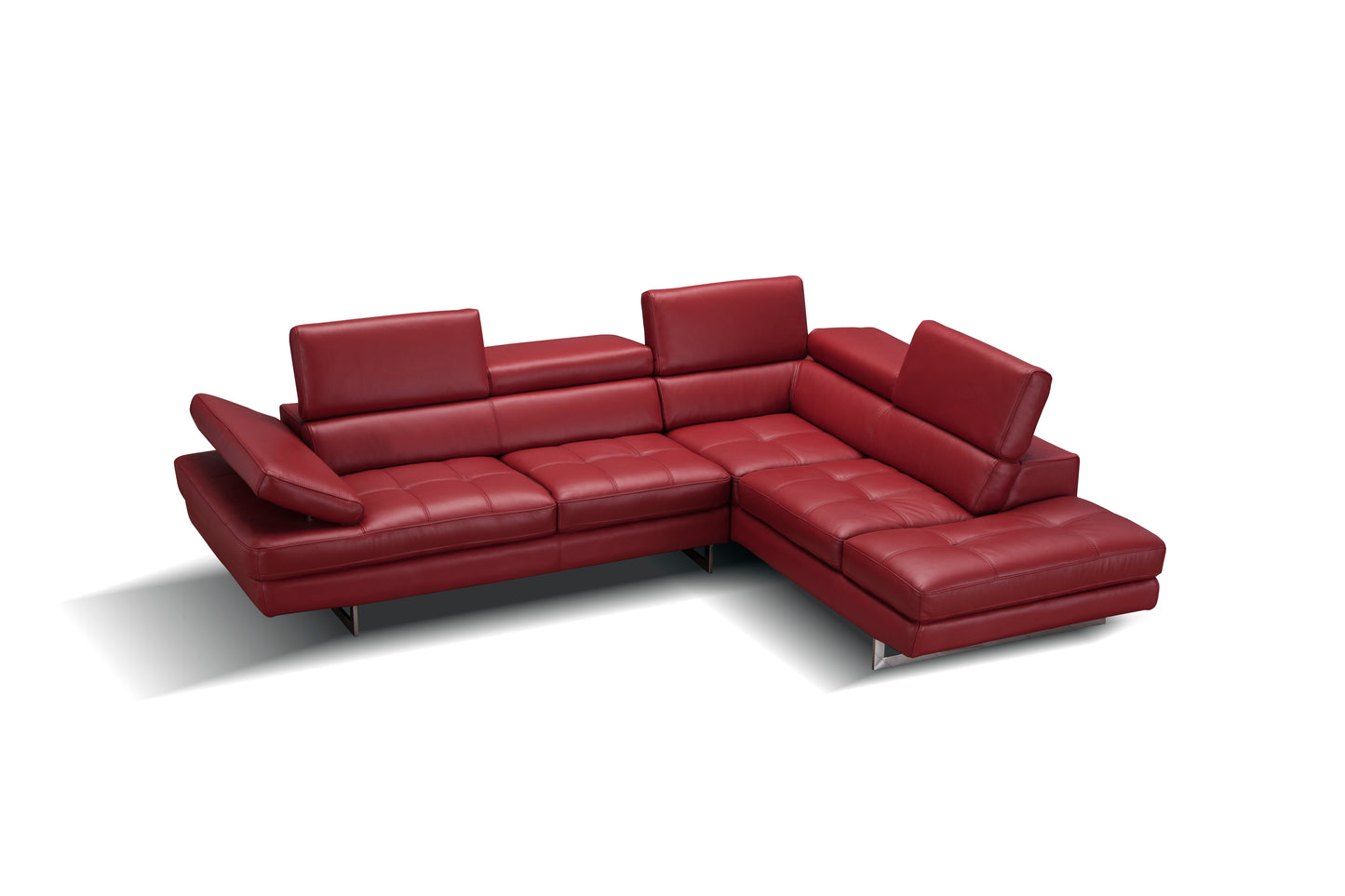 J&M Furniture A761 Italian Leather Sectional Red In Right hand Facing