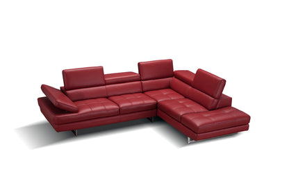 J&M Furniture A761 Italian Leather Sectional Red In Right hand Facing