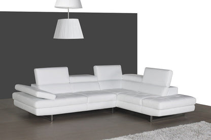 J&M Furniture A761 Italian Leather Sectional Snow White In Right hand Facing