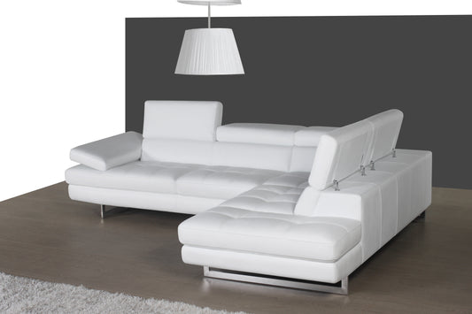 J&M Furniture A761 Italian Leather Sectional Snow White In Right hand Facing