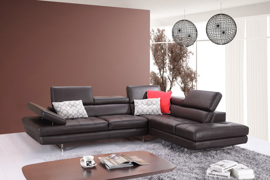 J&M Furniture A761 Italian Leather Sectional Slate Coffee In Right Hand Facing