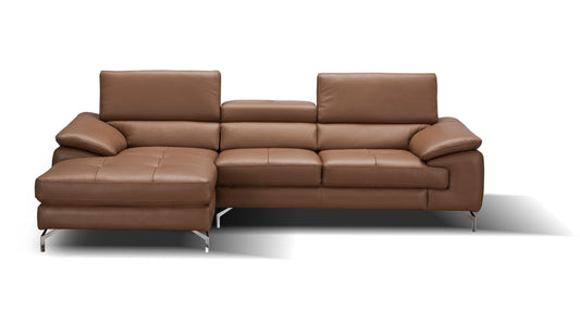 J&M Furniture A973B Italian Leather Mini Sectional Left Facing Chaise in Caramel