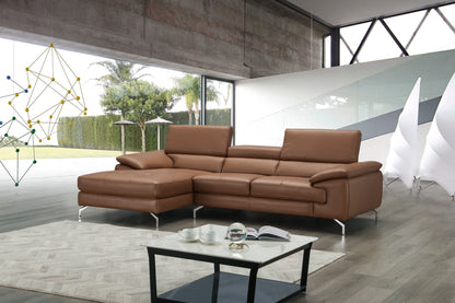 J&M Furniture A973B Italian Leather Mini Sectional Left Facing Chaise in Caramel