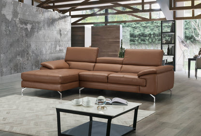 J&M Furniture A973B Italian Leather Mini Sectional Left Facing Chaise in Caramel