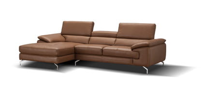 J&M Furniture A973B Italian Leather Mini Sectional Left Facing Chaise in Caramel