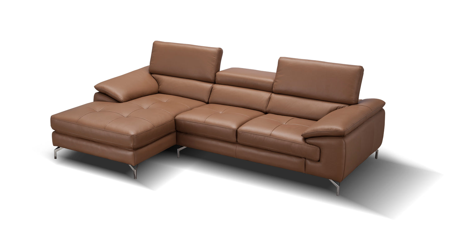 J&M Furniture A973B Italian Leather Mini Sectional Left Facing Chaise in Caramel