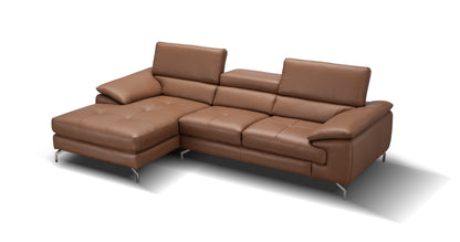 J&M Furniture A973B Italian Leather Mini Sectional Left Facing Chaise in Caramel