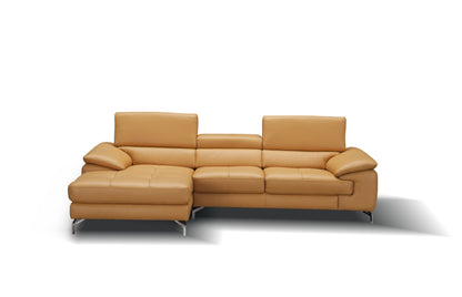 J&M Furniture A973B Italian Leather Mini Sectional Left Facing Chaise in Freesia