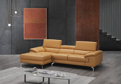 J&M Furniture A973B Italian Leather Mini Sectional Left Facing Chaise in Freesia