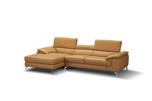 J&M Furniture A973B Italian Leather Mini Sectional Left Facing Chaise in Freesia