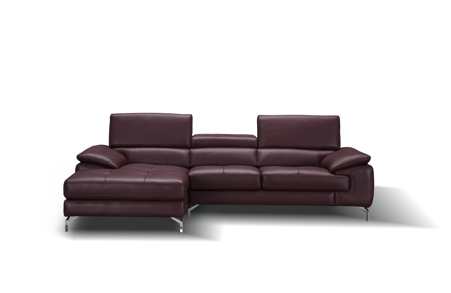 J&M Furniture A973B Italian Leather Mini Sectional Left Facing Chaise in Maroon