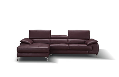 J&M Furniture A973B Italian Leather Mini Sectional Left Facing Chaise in Maroon