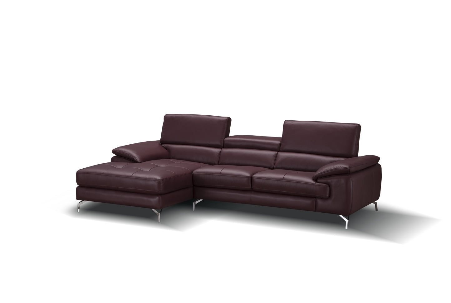 J&M Furniture A973B Italian Leather Mini Sectional Left Facing Chaise in Maroon