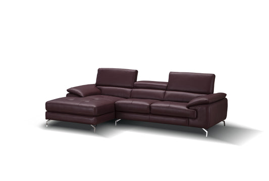 J&M Furniture A973B Italian Leather Mini Sectional Left Facing Chaise in Maroon