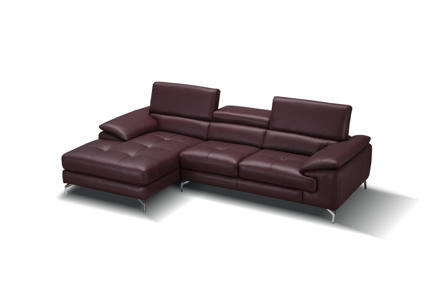 J&M Furniture A973B Italian Leather Mini Sectional Left Facing Chaise in Maroon