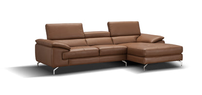J&M Furniture A973B Italian Leather Mini Sectional Right Facing Chaise in Caramel