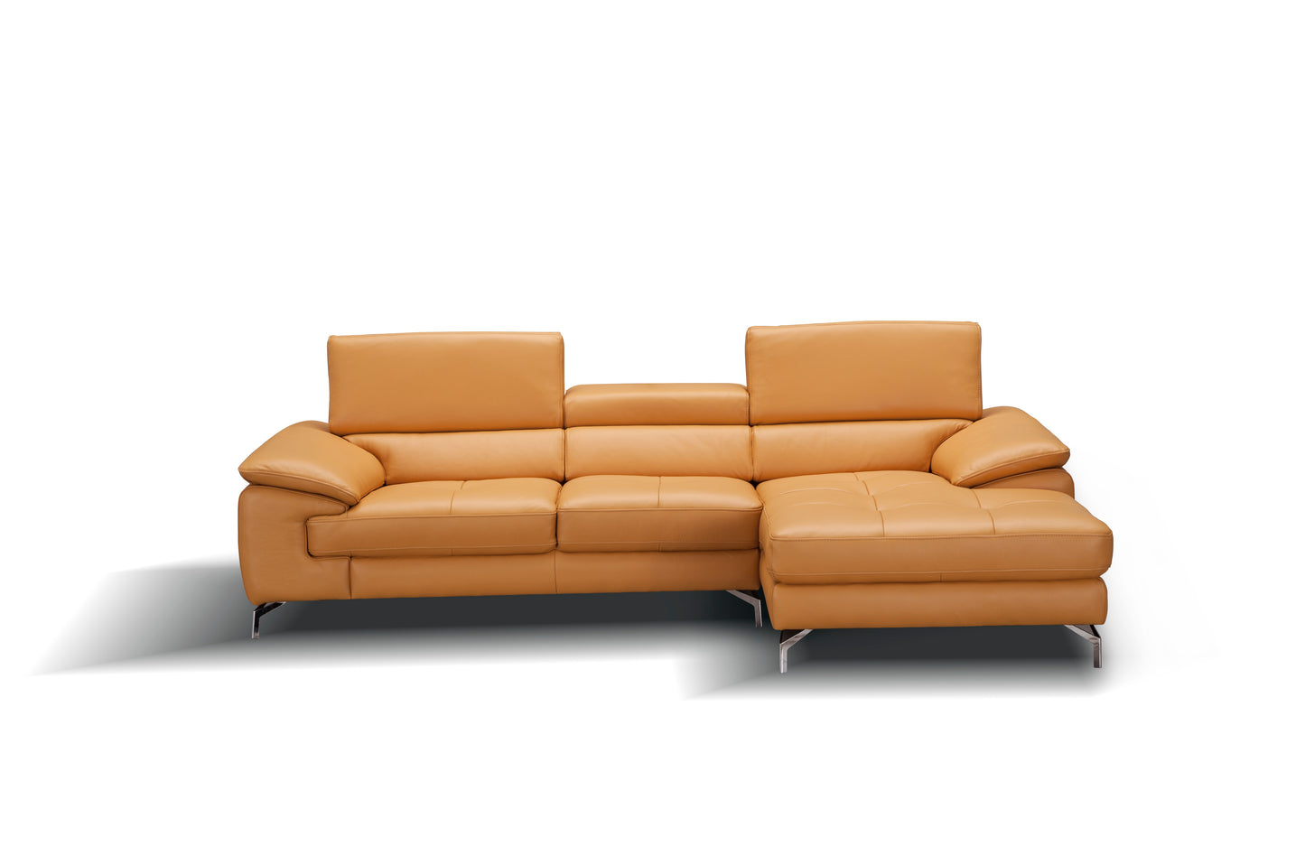 J&M Furniture A973B Italian Leather Mini Sectional Right Facing Chaise in Freesia