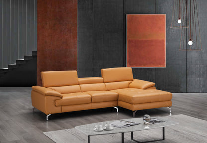 J&M Furniture A973B Italian Leather Mini Sectional Right Facing Chaise in Freesia