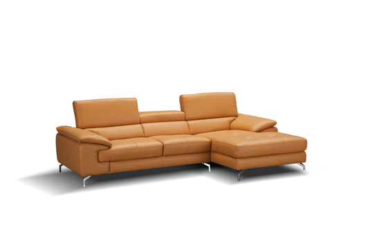 J&M Furniture A973B Italian Leather Mini Sectional Right Facing Chaise in Freesia