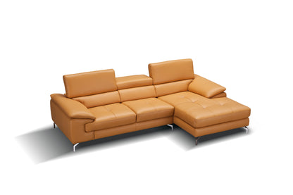 J&M Furniture A973B Italian Leather Mini Sectional Right Facing Chaise in Freesia