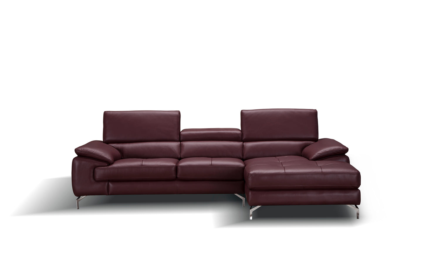 J&M Furniture A973B Italian Leather Mini Sectional Right Facing Chaise in Maroon