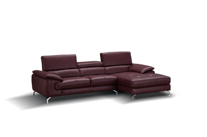J&M Furniture A973B Italian Leather Mini Sectional Right Facing Chaise in Maroon
