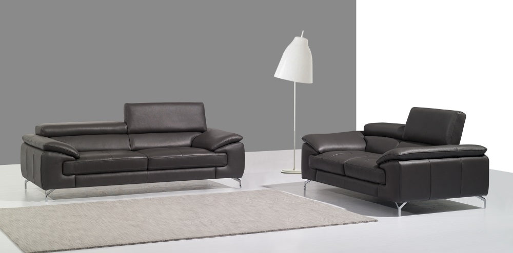J&M Furniture A973 Italian Leather Love in Grey
