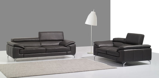 J&M Furniture A973 Italian Leather Love in Grey