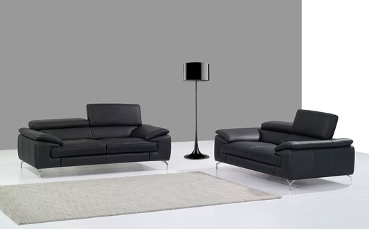 J&M Furniture A973 Italian Leather Love in Black