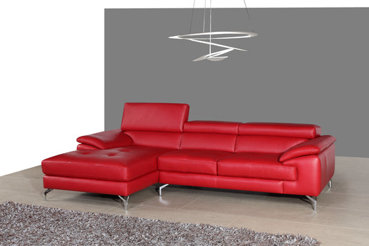 J&M Furniture A973B Italian Leather Mini Sectional Left Facing Chaise in Red