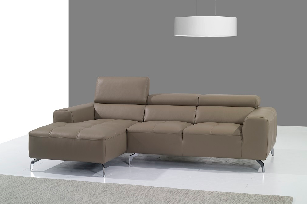 J&M Furniture A978B Italian Leather Sectional Left Facing Chaise in Burlywood