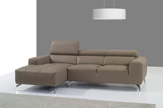 J&M Furniture A978B Italian Leather Sectional Left Facing Chaise in Burlywood