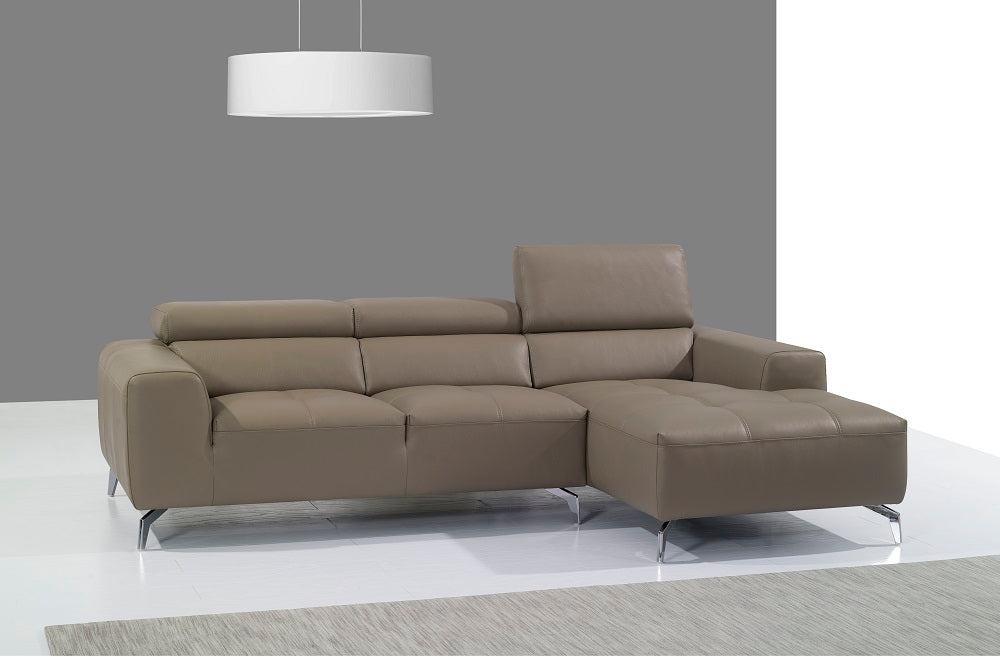 J&M Furniture A978B Italian Leather Sectional Right Facing Chaise in Burlywood