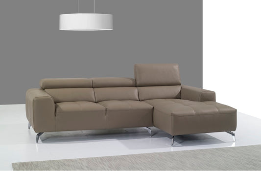 J&M Furniture A978B Italian Leather Sectional Right Facing Chaise in Burlywood