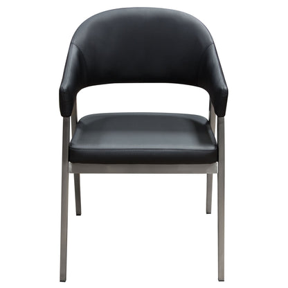 Adele Set of Two Dining/Accent Chairs in Black Leatherette w/ Brushed Stainless Steel Leg by Diamond Sofa