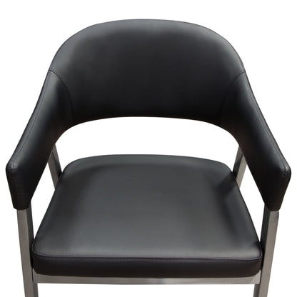 Adele Set of Two Dining/Accent Chairs in Black Leatherette w/ Brushed Stainless Steel Leg by Diamond Sofa
