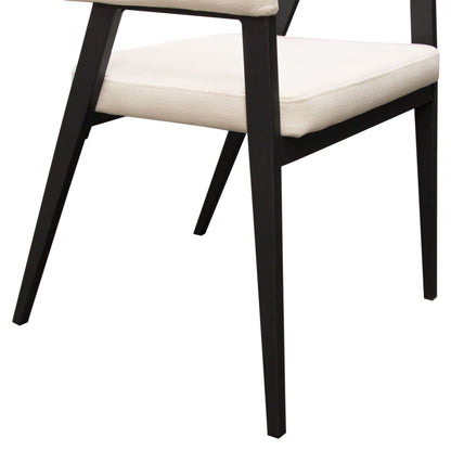 Adele Set of Two Dining/Accent Chairs in Cream Fabric w/ Black Powder Coated Metal Frame by Diamond Sofa