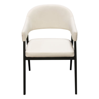 Adele Set of Two Dining/Accent Chairs in Cream Fabric w/ Black Powder Coated Metal Frame by Diamond Sofa