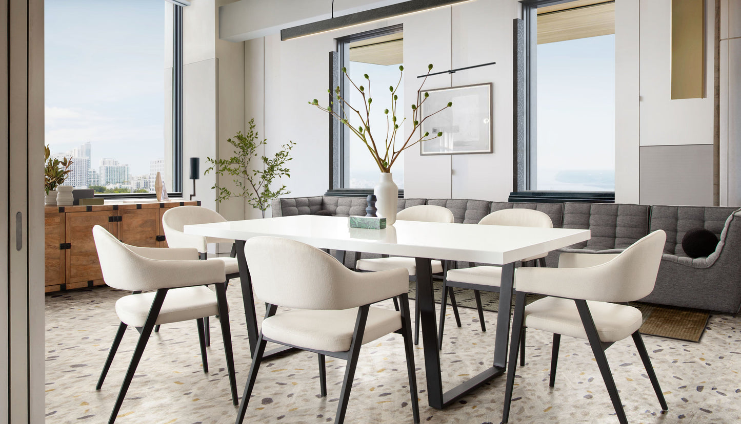 Adele Set of Two Dining/Accent Chairs in Cream Fabric w/ Black Powder Coated Metal Frame by Diamond Sofa