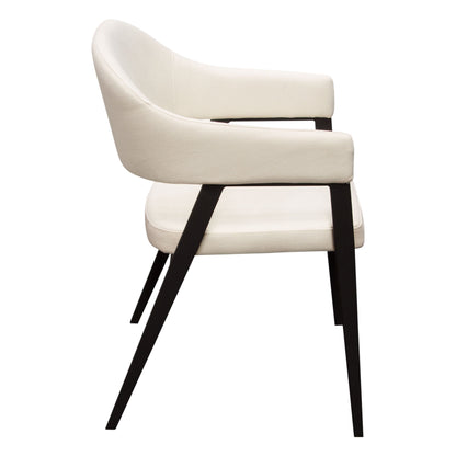 Adele Set of Two Dining/Accent Chairs in Cream Fabric w/ Black Powder Coated Metal Frame by Diamond Sofa