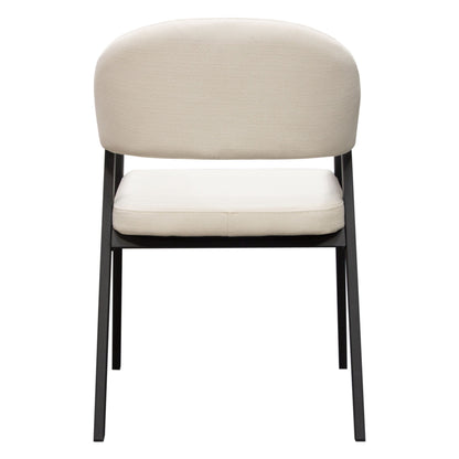 Adele Set of Two Dining/Accent Chairs in Cream Fabric w/ Black Powder Coated Metal Frame by Diamond Sofa