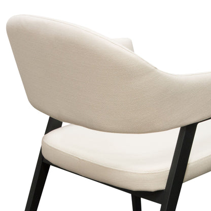 Adele Set of Two Dining/Accent Chairs in Cream Fabric w/ Black Powder Coated Metal Frame by Diamond Sofa