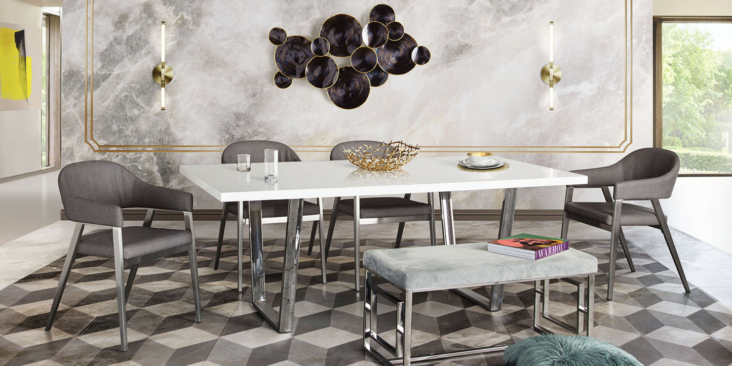 Adele Set of Two Dining/Accent Chairs in Grey Leatherette w/ Brushed Stainless Steel Leg by Diamond Sofa