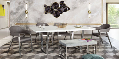 Adele Set of Two Dining/Accent Chairs in Grey Leatherette w/ Brushed Stainless Steel Leg by Diamond Sofa