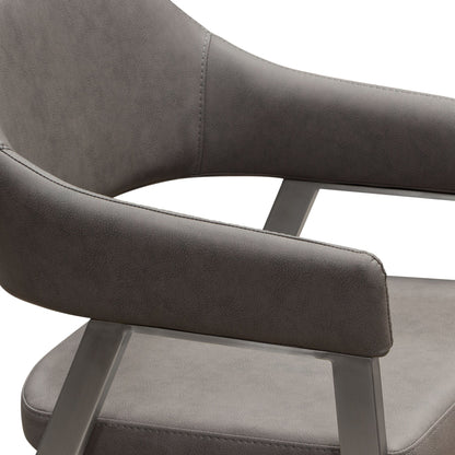 Adele Set of Two Dining/Accent Chairs in Grey Leatherette w/ Brushed Stainless Steel Leg by Diamond Sofa